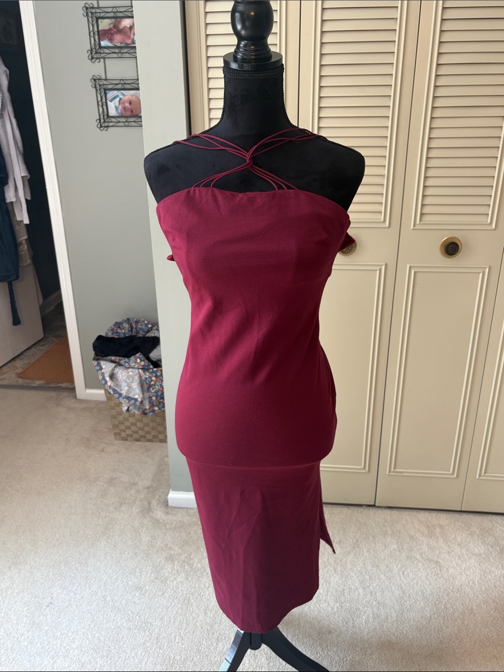 Altar'd State Wine Red Strappy Midi Dress